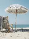 THE PREMIUM BEACH UMBRELLA - Lauren's Navy Stripe - Business & Pleasure Co.