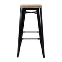INDUSTRIAL BAR STOOL - wooden seat - black