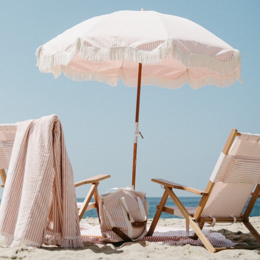 [BPU-P-LAU-PNK] THE PREMIUM BEACH UMBRELLA - Lauren's Pink Stripe - Business & Pleasure Co.